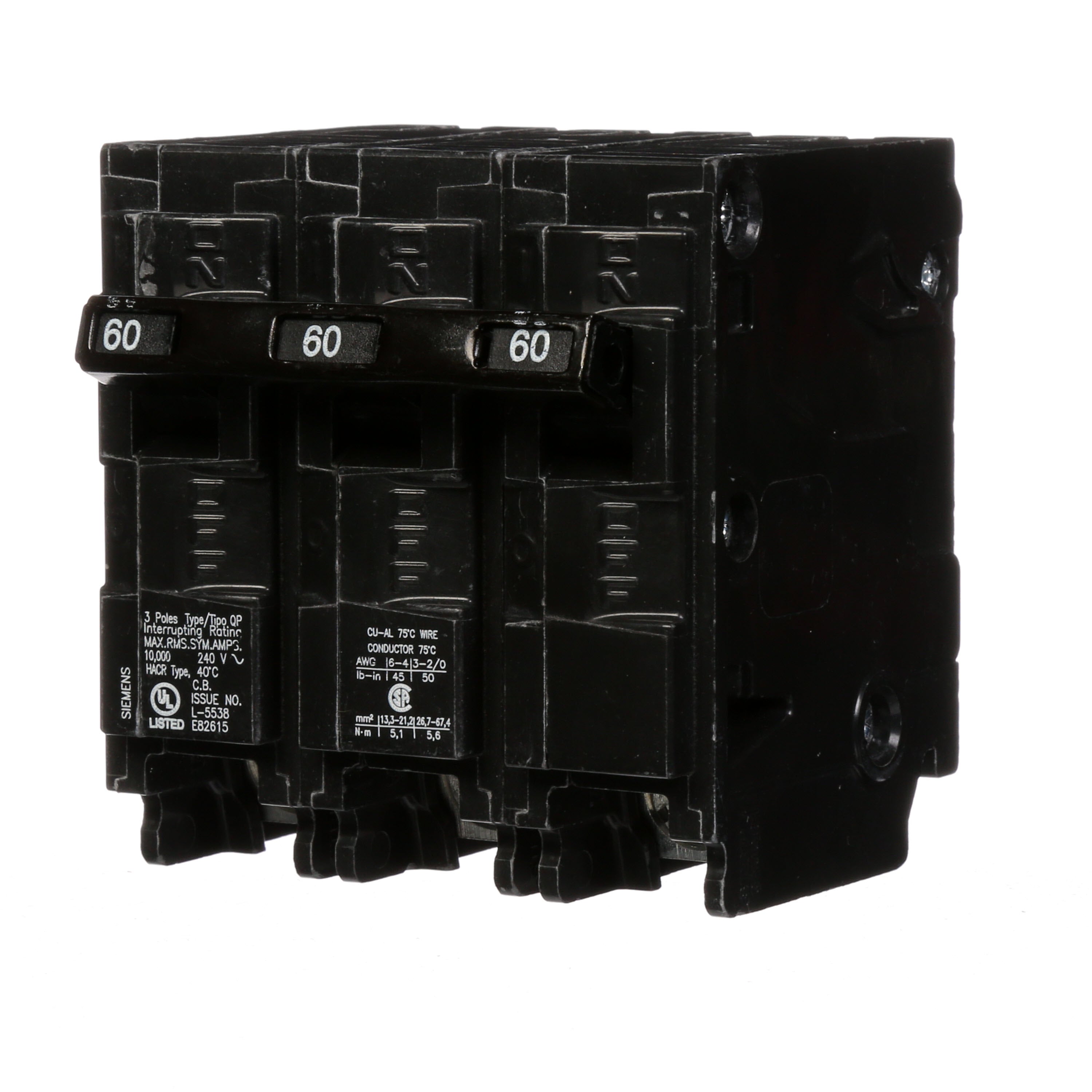 SIEMENS Siemens Q360 Breaker 60 Amp 3-Pole 240 Volt Circuit Breaker