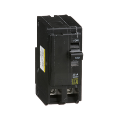 SCHNEIDER ELECTRIC Square D QO2100VH Miniature Circuit Breaker, 100A, 2-Pole, 120/240V, 22 kA