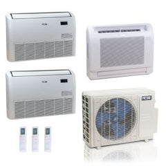 ACIQ ACIQ ES-36Z-M5C 36,000 BTU ACiQ Standard 24 SEER2 3 Zone Floor Mount Mini Split Heat Pump System - R454B | 230V - 12 + 18 + 18