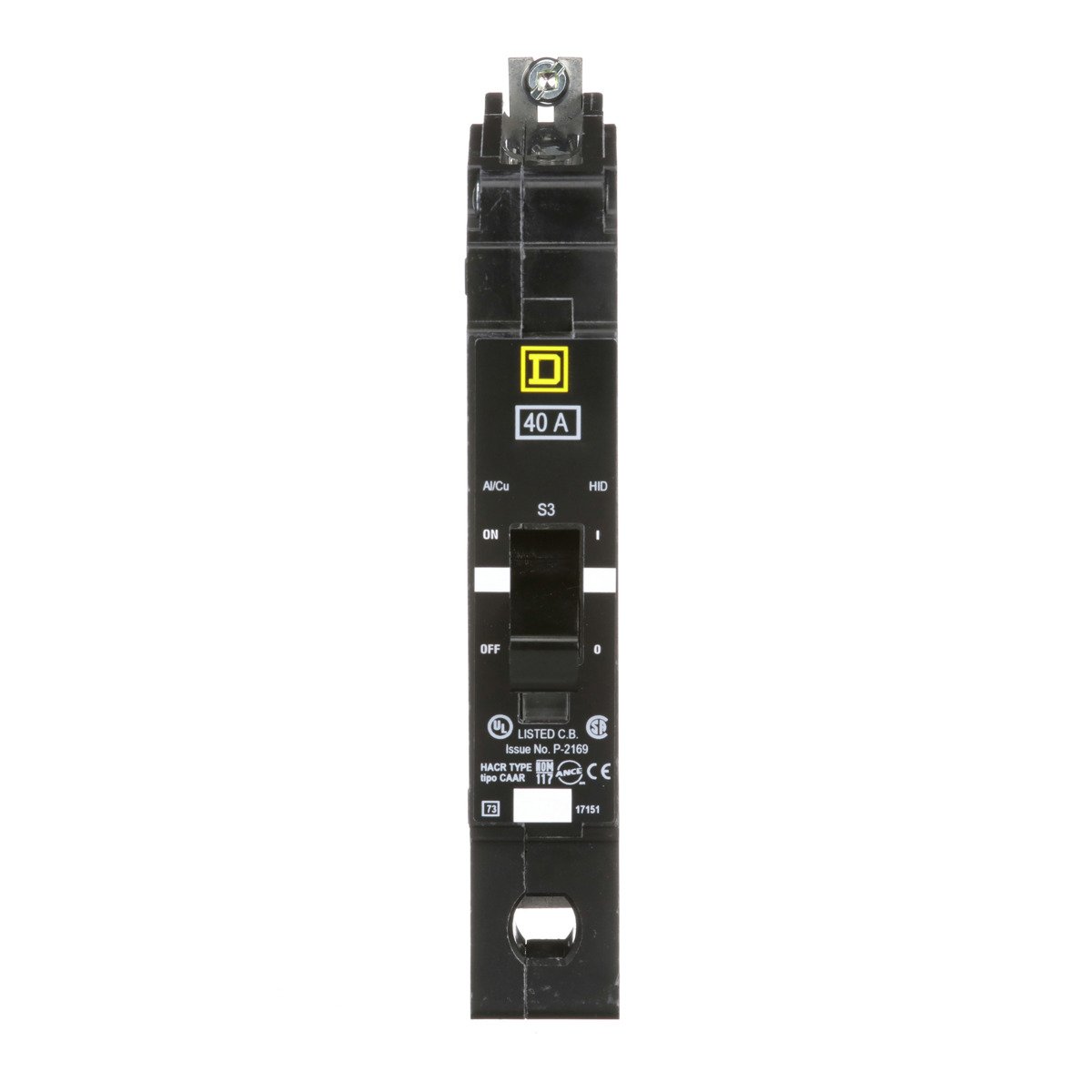 SCHNEIDER ELECTRIC Square D EGB14040 1-Pole 40 Amp 277 Volt Thermal Magnetic Miniature Circuit Breaker