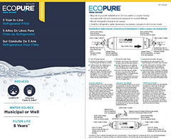 EcoPure Ecopure EPINL30 5 Year in-Line Refrigerator Filter Universal