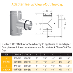 DURAVENT Duravent 3PVP-TAD1 PelletVent Pro 3 Inch Adapter Tee with Cleanout