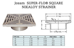 JOSAM Josam 6S Super-Flo 6 in. Super Fine Nickel Top Square Strainer