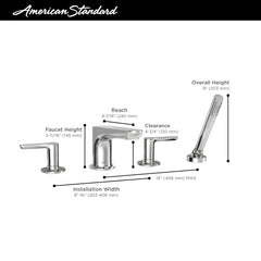 AMERICAN STANDARD American Standard T105901.243 Studio S Two Handle Roman Tub Faucet With Personal Shower For Flash Rough-In Valves
