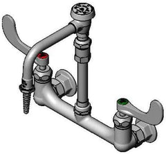 T&S BRASS T&S Brass BL-5725-09CRWH4 Lab Faucet 8 inches Wall Mount Ceramas Swivel VB Nozzle Serrated Tip 4 inches Wrist Handles