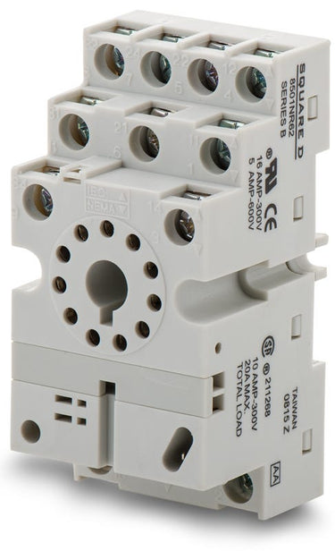 SCHNEIDER ELECTRIC Square D 8501NR62 300 VAC 10 Amp Din Rail/Direct Panel Mount Double Tier Relay Socket