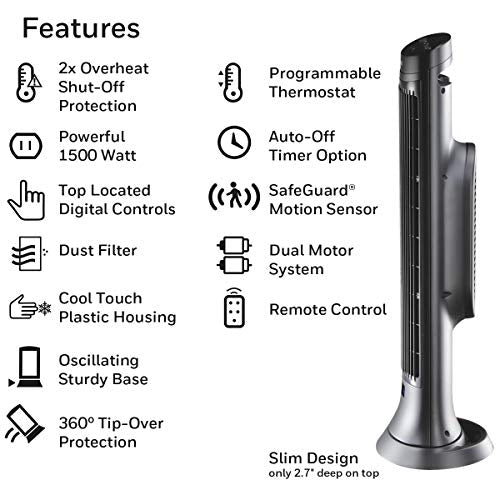 HONEYWELL Honeywell HCE323V Safeguard Motion Sensor Ceramic Space Heater Large Room 1500 Watts