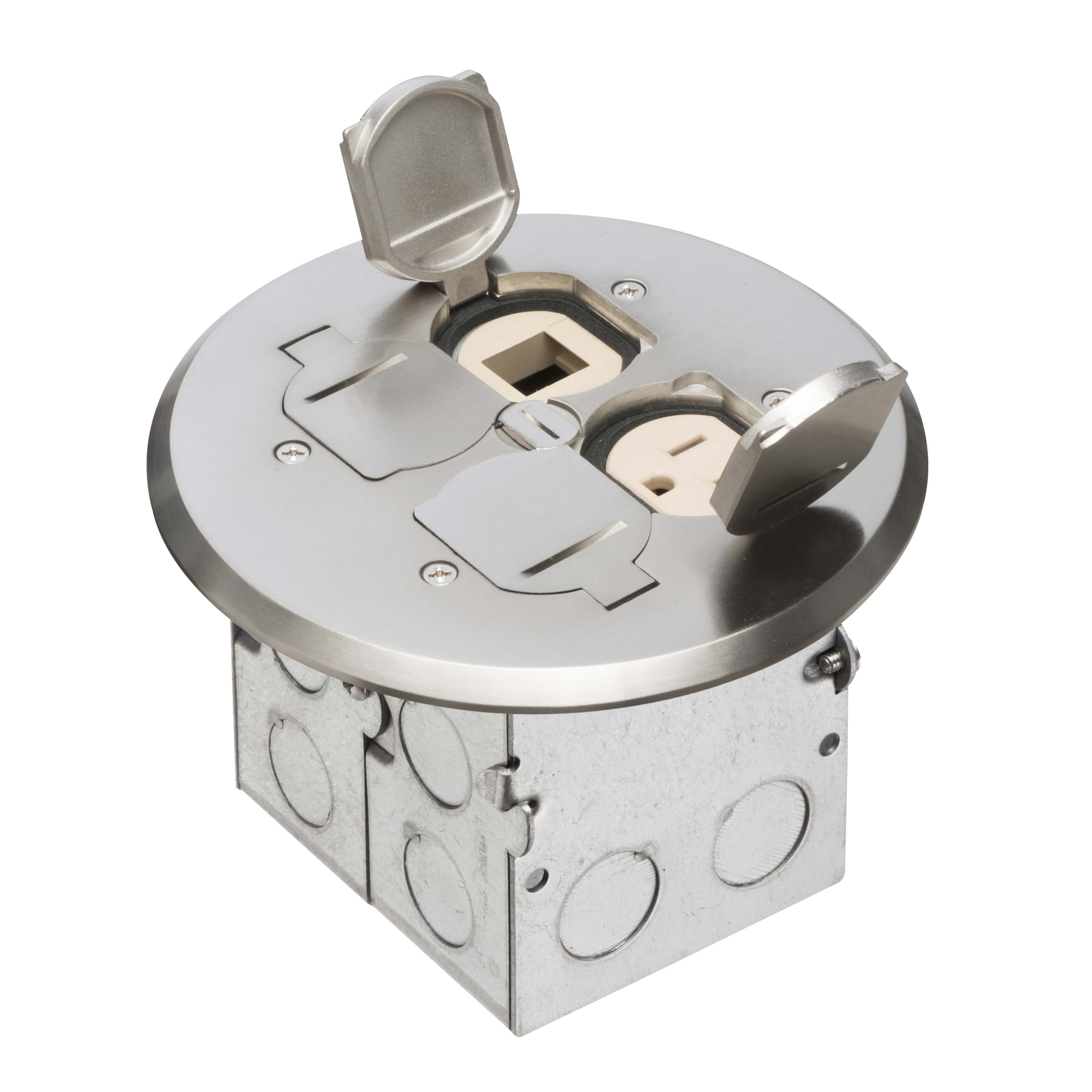 ARLINGTON Arlington FLB6242NL Combination Floor Box Kit with Installed Low Voltage Divider