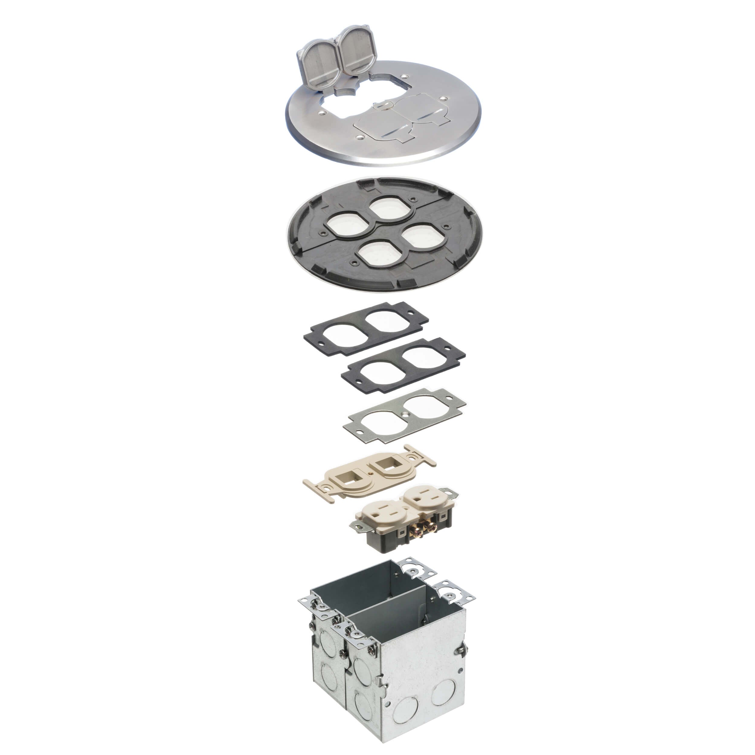 ARLINGTON Arlington FLB6242NL Combination Floor Box Kit with Installed Low Voltage Divider