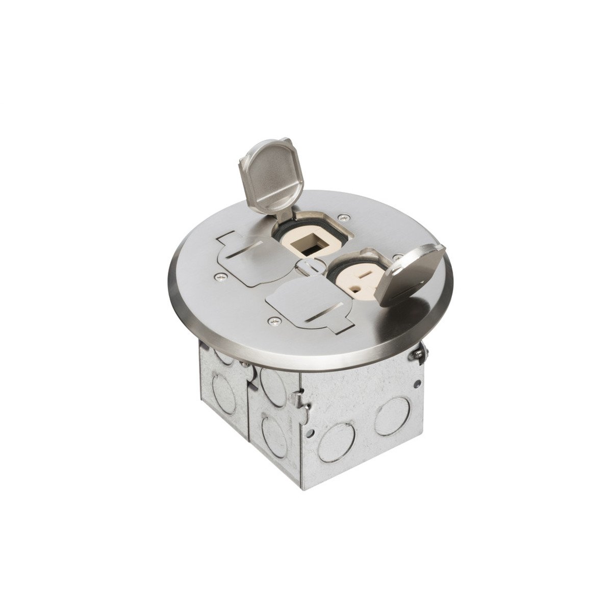 ARLINGTON Arlington FLB6242NL Combination Floor Box Kit with Installed Low Voltage Divider