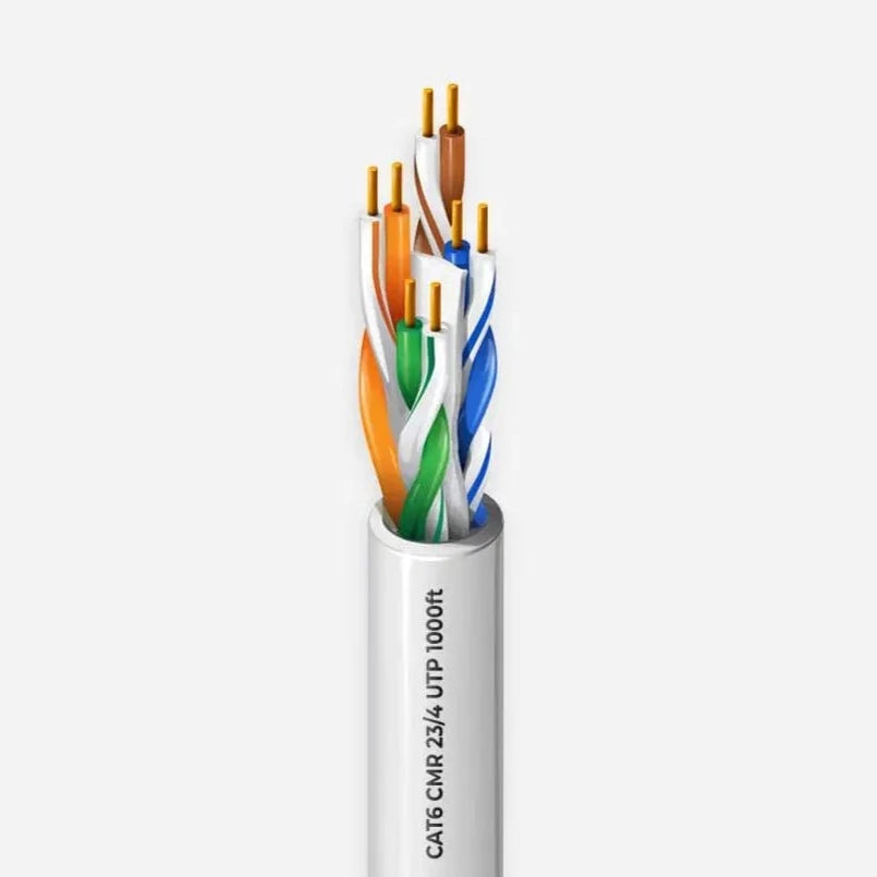 Genesis Cable Genesis Cable 63601101 cat6 riser solid copper white 1000ft utp 23awg ethernet cable