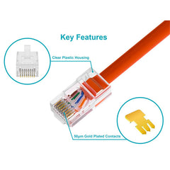 VERTICAL CABLE Vertical Cable 012-022-100 Gold Plated Cat 6 RJ45 Modular Plugs 100/Pack
