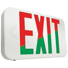 ALL-PRO EMERGENCY All-Pro Emergency APX7RG LED Exit Sign, White Housing, Red/Green Selectable Lettering, Battery Backup