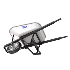 BON Bon 34-264 Steel Tray Wheelbarrow with Leg Stabilizer - 6 cu ft - Single Ribbed Tire - Steel Handle