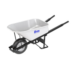BON Bon 34-265 Steel Tray Wheelbarrow with Leg Stabilizer 6 Cu Ft Single Flat Free Tire