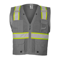 KISHIGO Kishigo B111-2X-3X Multi Pocket Mesh Vest Enhanced Visibility Gray/Lime Size 2X/3X-Large