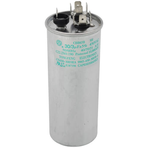 AMANA Amana Ptac CAP030300450CS 3/30Mfd 450V Dual Round Cap REPLACEMENT CAP030300450RS