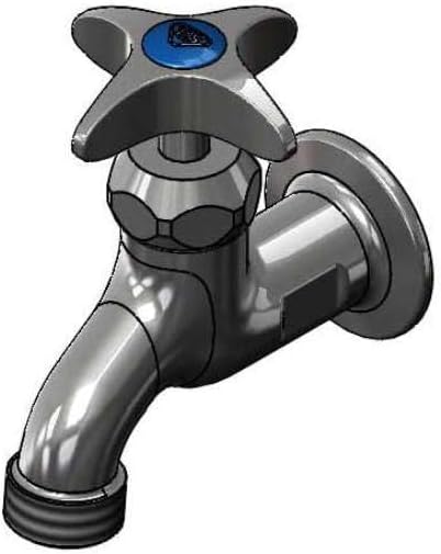 T&S BRASS T&S Brass B-0702-CR Sill Faucet, Cerama Cartridge, 4-Arm Handle, 1/2 inches NPT Female Inlet, 3/4 inches GH Male Threads