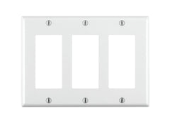 LEVITON Leviton 80411-W 3-Gang Decora/GFCI Device Decora Wall Plate Standard Size