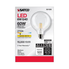 SATCO-NUVO Satco-Nuvo S21252 6G40/CL/LED/E26/927/12 6 Watt