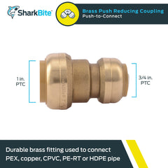 SHARKBITE Sharkbite U009LF Reducing Coupling 3/8 x 1/2 Inch