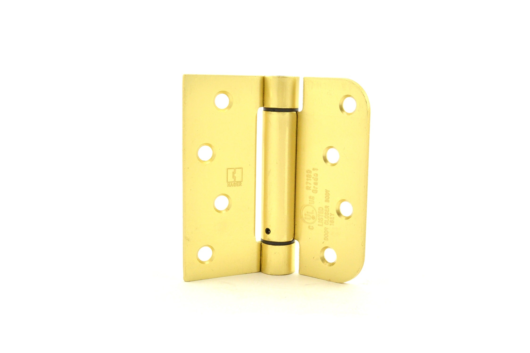 HAGER Hager Hinge 175444 Full Mortise Spring Hinge 4x4 Steel Satin Brass