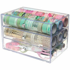 DEFLECTO Deflecto DEF350901CR 3-Drawer Storage Organizer (10 inches W x 6.8 inches D x 7 inches H)