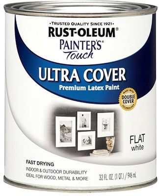 RUST-OLEUM Rust-oleum 1990-502 Flat Latex Paint White Quart