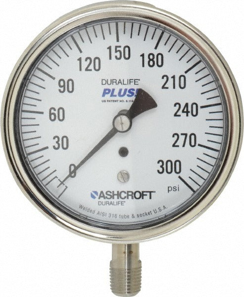 ASHCROFT Ashcroft 94341XLL Pressure Gauge 0-300 Psi 3.5 in Dial Mnpt