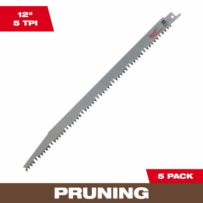 MILWAUKEE Milwaukee 48-00-1303 Pruning Sawzall Blade 12in 5TPI 5 Pack