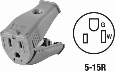 LEVITON Leviton Mfg Co 001-3W102-0GY Gray 15A Connector Plug