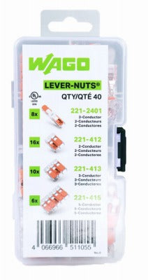 WAGO Adamax Inc 887-0408 Lever Nut Combo Kit 40 Pack 20-10 Awg