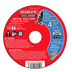 DIABLO Diablo DBDS45045101F Steel Demon metal cut-off disc 4-1/2 in x 0.045 in x 7/8 in pack 1