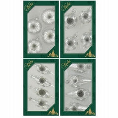 GERSON Gerson CBK730042A Glass Ball Ornament Set 4 Piece