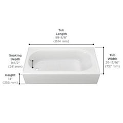 AMERICAN STANDARD American Standard 0255212.020 New Salem Bathtub 60 x 30 x 14-1/4 Left Drain