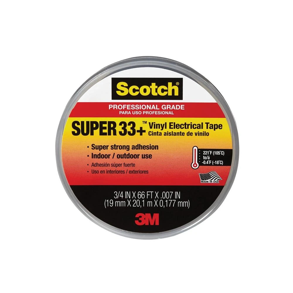 3M 3M 06132BA-10 Scotch Super 33+ Vinyl Plastic Electrical Tape 3/4 in x 66 ft