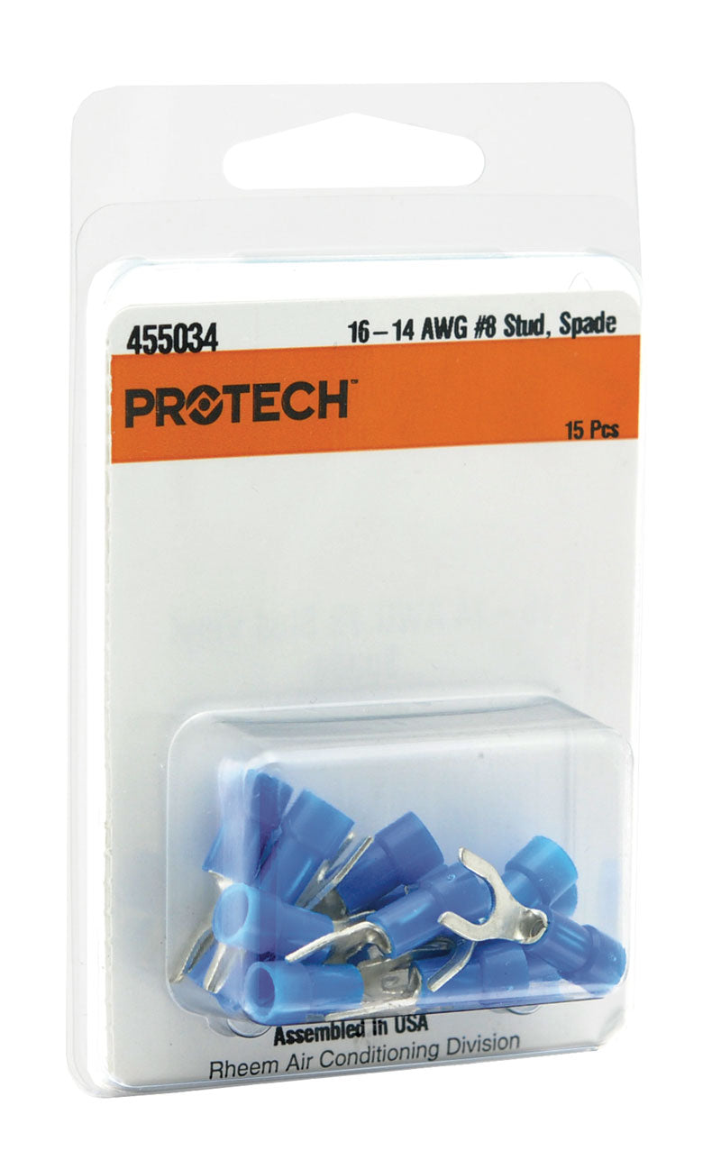 RHEEM RHEEM 455034 Package of 15 #8 Stud Insulated Spade Terminals
