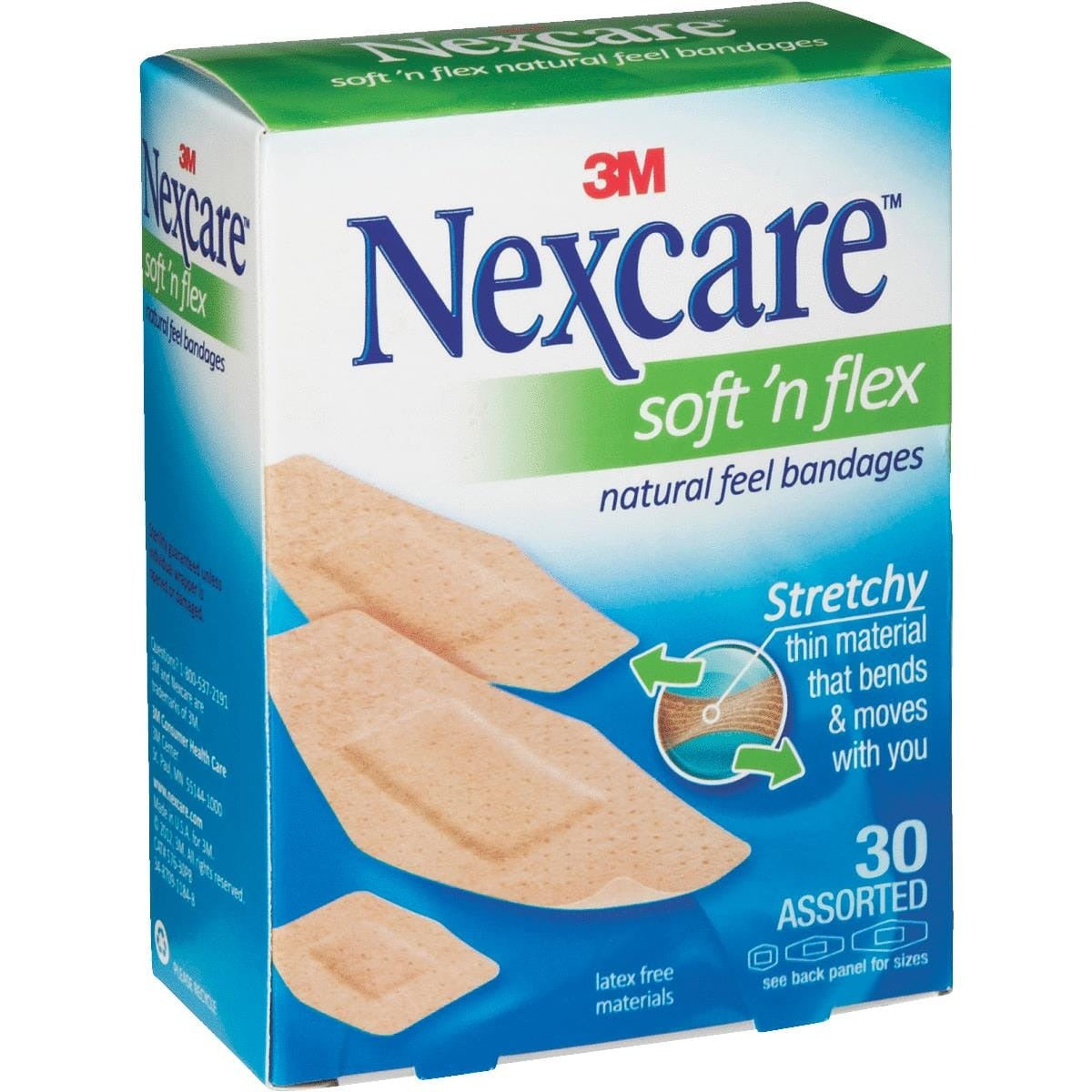3M 3M 576-30PB Nexcare Soft 'n Flex Bandages 30 count assorted 00051131995260