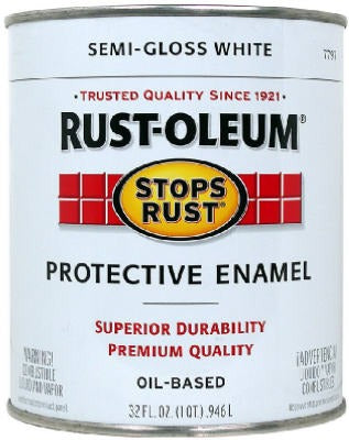 RUST-OLEUM Rust-oleum 7797502 Stops Rust Enamel White Semi-gloss Qt