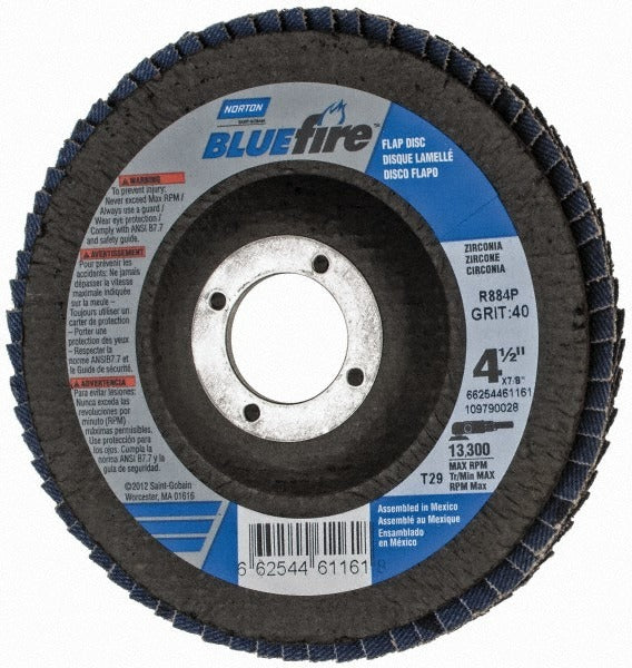 NORTON Norton 66254461161 Flap Disc 40 Grit Type 29 Zirconia