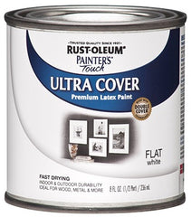 RUST-OLEUM Rust-oleum 1990-730 Flat Latex Paint White Half Pint