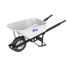 BON Bon 34-263 Steel Tray Wheelbarrow With Leg Stabilizer - 6 Cu Ft - Single Knobby Tire - Steel Handle