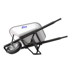 BON Bon 34-263 Steel Tray Wheelbarrow With Leg Stabilizer - 6 Cu Ft - Single Knobby Tire - Steel Handle