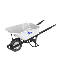 BON Bon 34-263 Steel Tray Wheelbarrow With Leg Stabilizer - 6 Cu Ft - Single Knobby Tire - Steel Handle