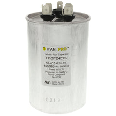 TITAN PRO Titan Pro TRCFD4575 Round Motor Dual Run Capacitor 45/7.5 Microfarad Rating 370-440VAC Voltage