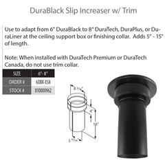 DURAVENT Duravent 6DBK-XS8 DuraBlack Stove Pipe 8in. Diameter Slip Increaser