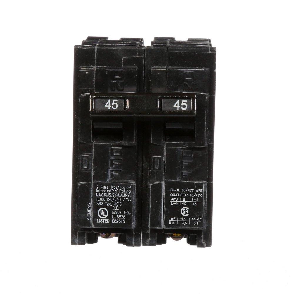 SIEMENS Siemens Q245 2-Pole 120/240 VAC 45 Amp 10 kA Plug-In Common Trip Circuit Breaker