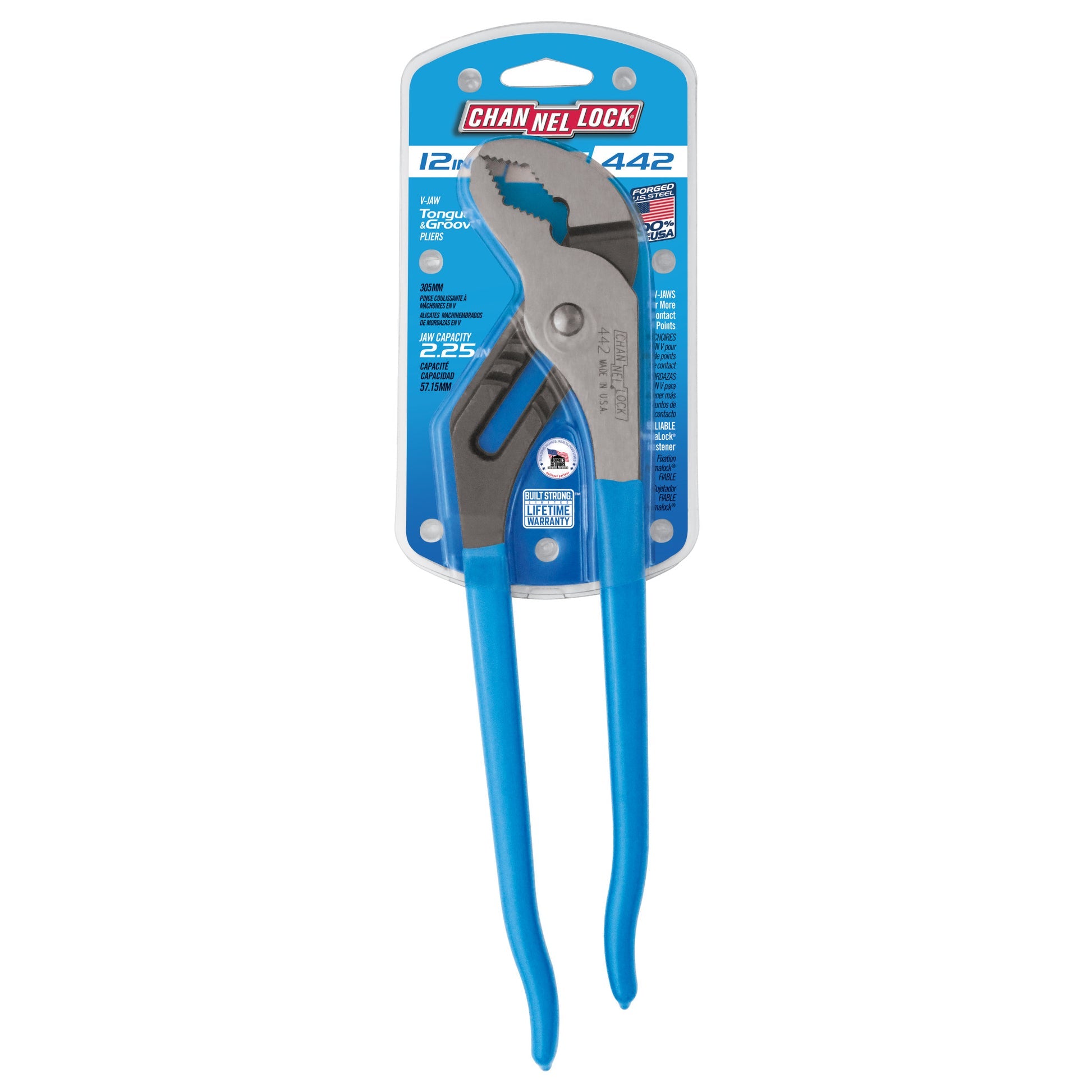 CHANNELLOCK Channellock 442G 12-inch V-Jaw Tongue & Groove Pliers