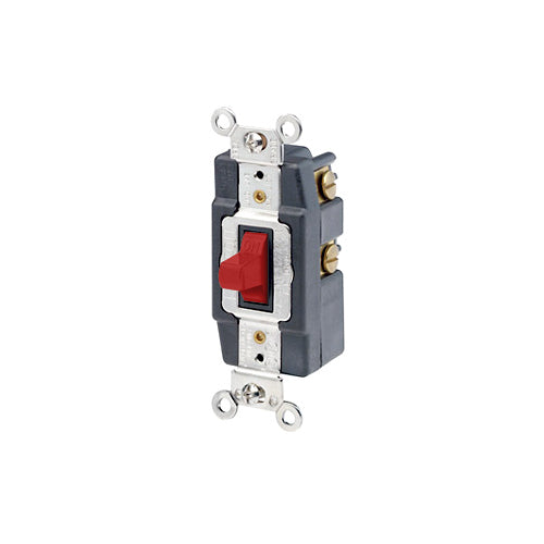 LEVITON Leviton 1257R Toggle Switch, Single-Pole, Quiet Switch, Extra Heavy Duty Spec Grade, Grounding