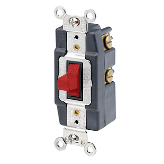 LEVITON Leviton 1257R Toggle Switch, Single-Pole, Quiet Switch, Extra Heavy Duty Spec Grade, Grounding